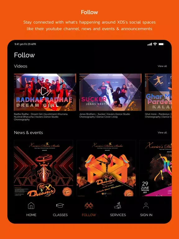 Xaviers Dance Studio iPad 應用截圖