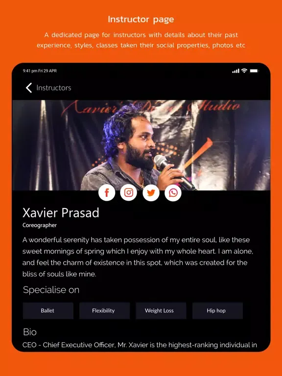 Xaviers Dance Studio iPad 應用截圖