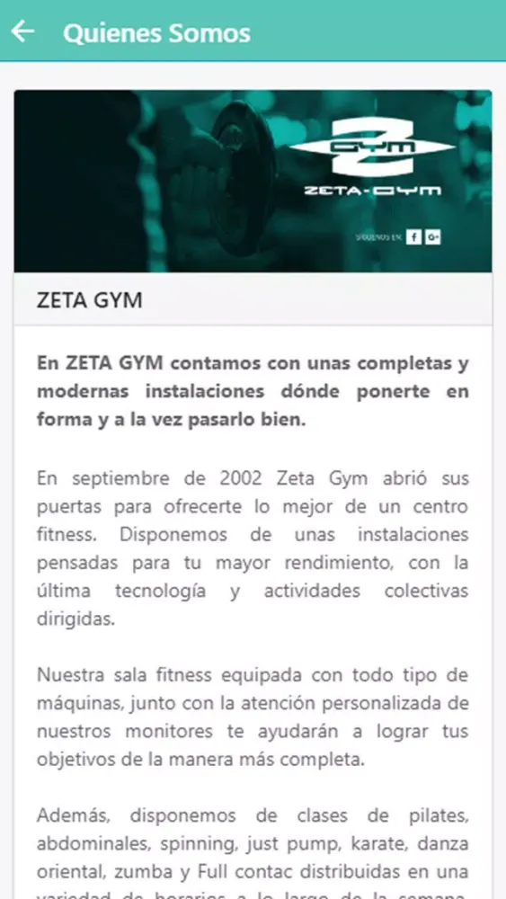 Capturas de tela do Zeta Gym