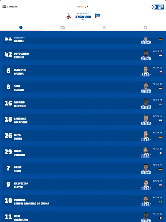 Capturas de tela do Hertha BSC 1892 iPad 