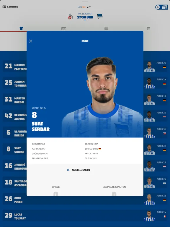 Capturas de tela do Hertha BSC 1892 iPad 