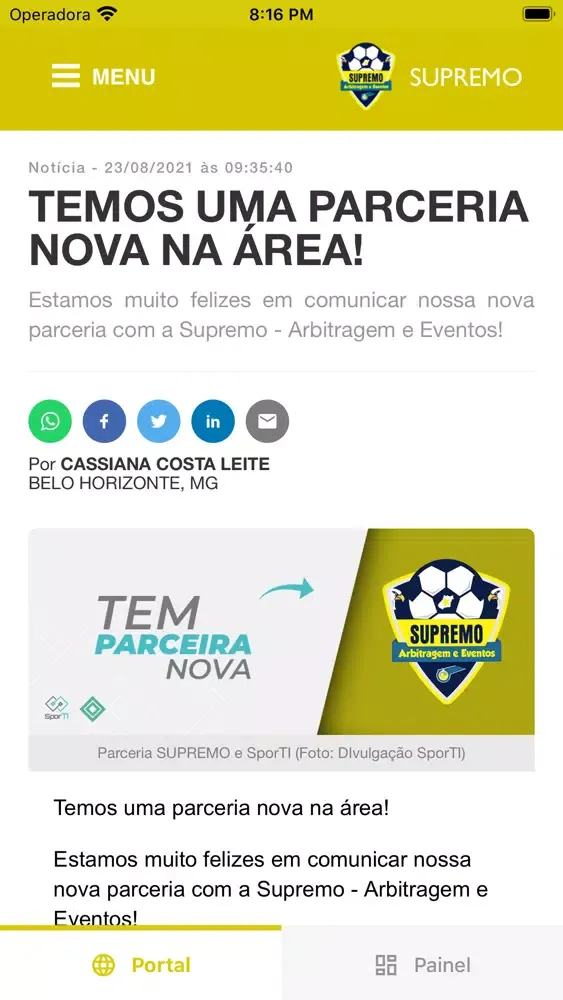 ภาพหน้าจอของ Supremo Arbitragem e Eventos