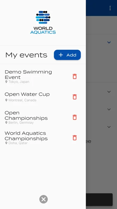 Ảnh chụp màn hình của World Aquatics Events Insider