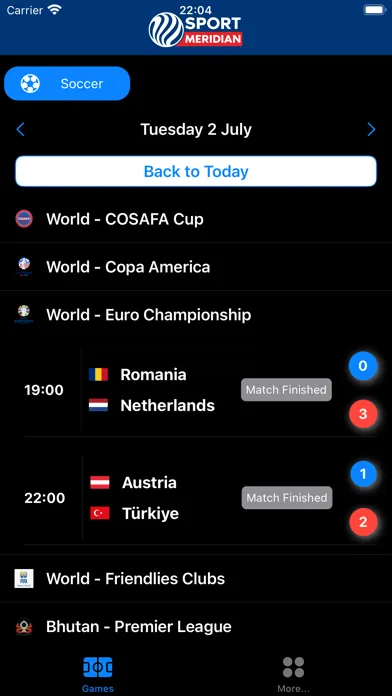 Скриншоты SportMeridian Scores & Stats