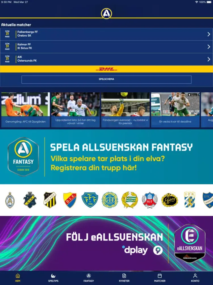ภาพหน้าจอของ Allsvenskan Live (officiell) iPad 