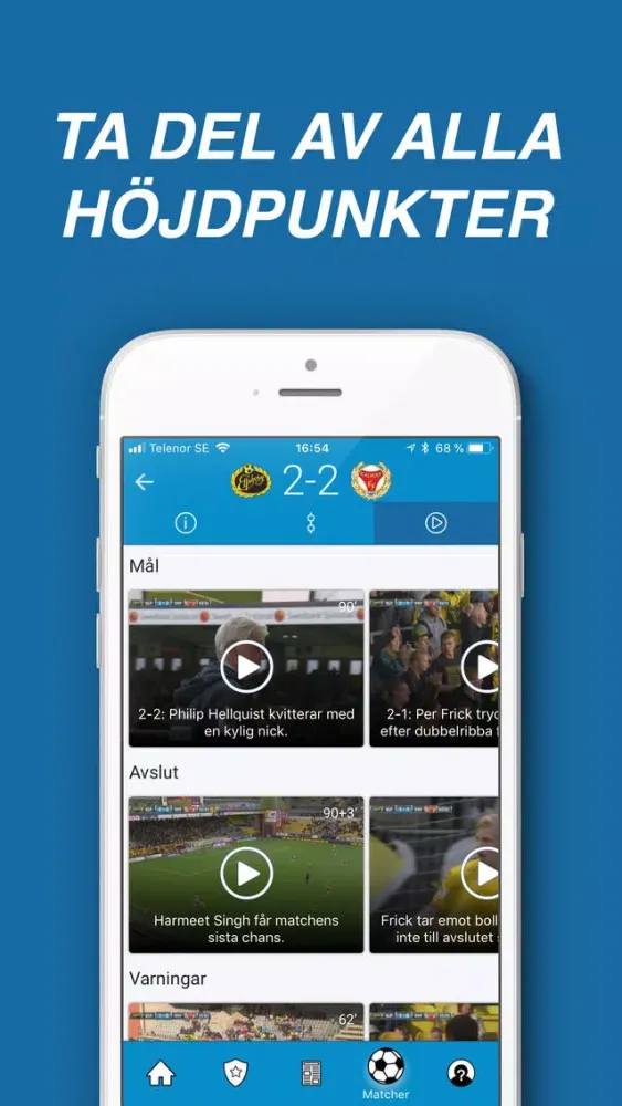 ภาพหน้าจอของ Allsvenskan Live (officiell)