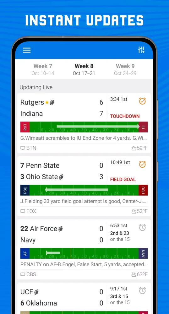 Zrzuty ekranu Scores App: College Football