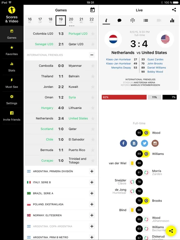 Zrzuty ekranu Scores & Video: soccer 2018 iPad 
