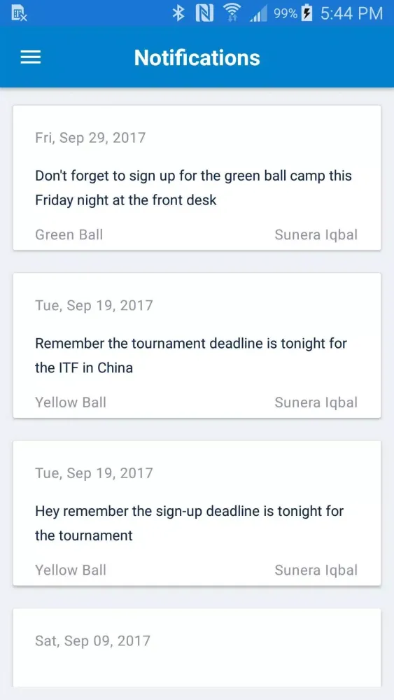 Tennis Locker Players/Parents Screenshots