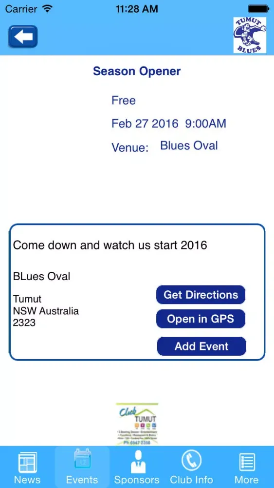 Tumut Blues Rugby League Club Screenshots