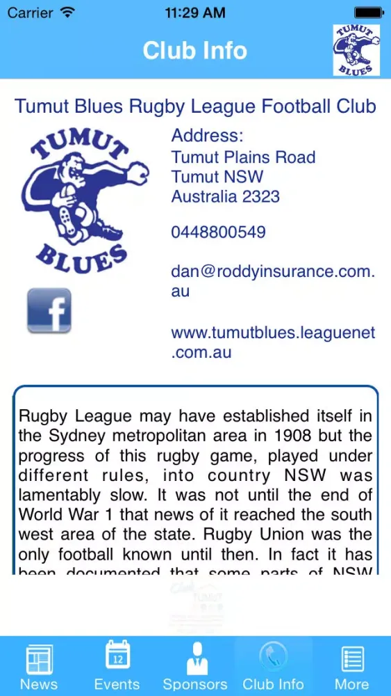Tumut Blues Rugby League Club Screenshots