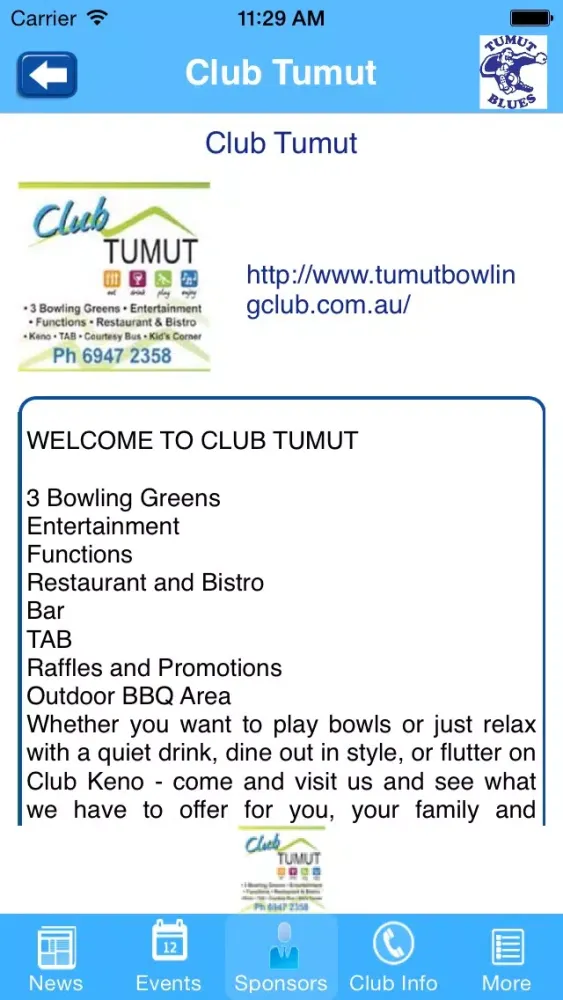 Tumut Blues Rugby League Club Screenshots