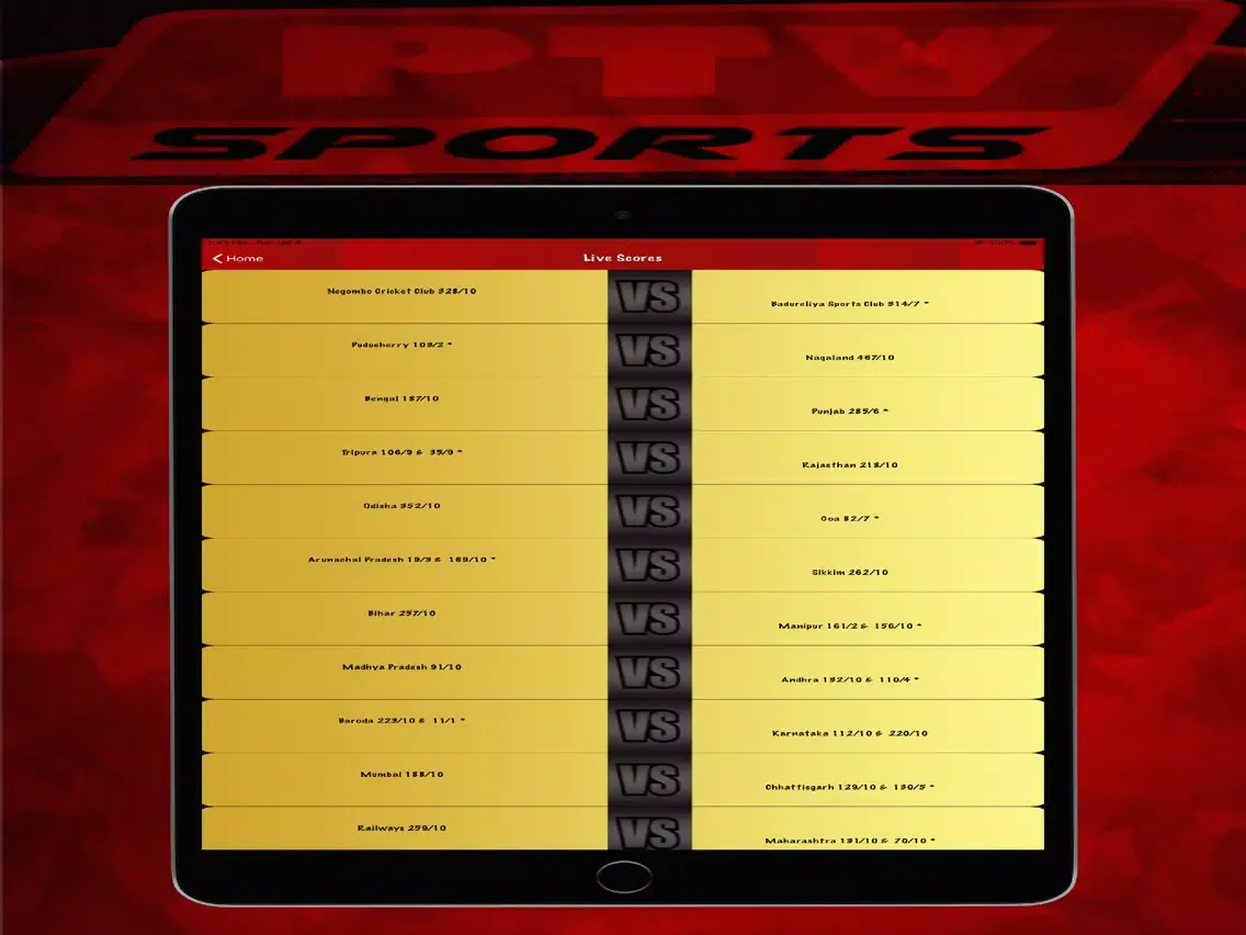 Tangkapan layar Ptv Live Sport Cric & Football iPad 