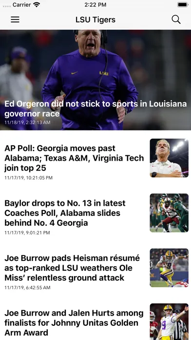 Capturas de tela do College Football Talk Scores