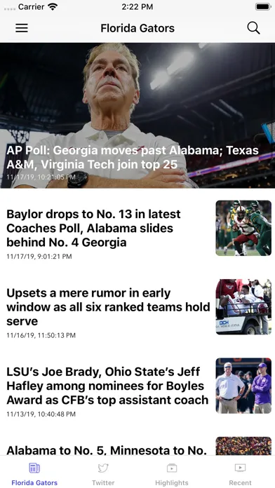 Capturas de tela do College Football Talk Scores