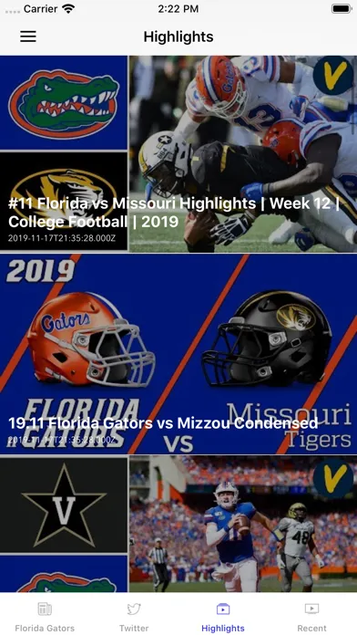 Capturas de tela do College Football Talk Scores