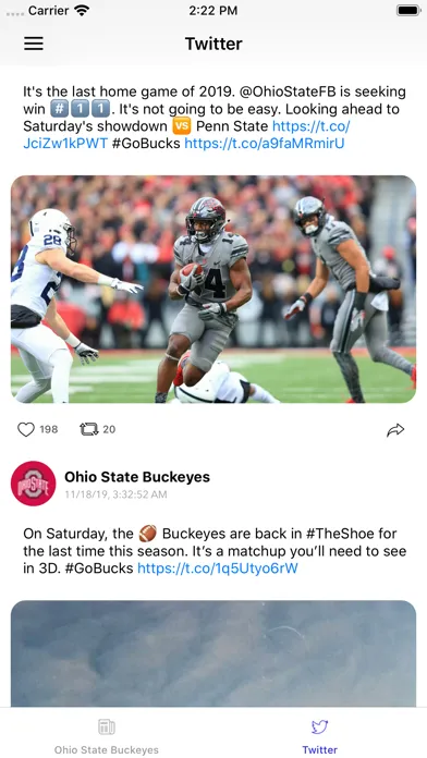 Capturas de tela do College Football Talk Scores