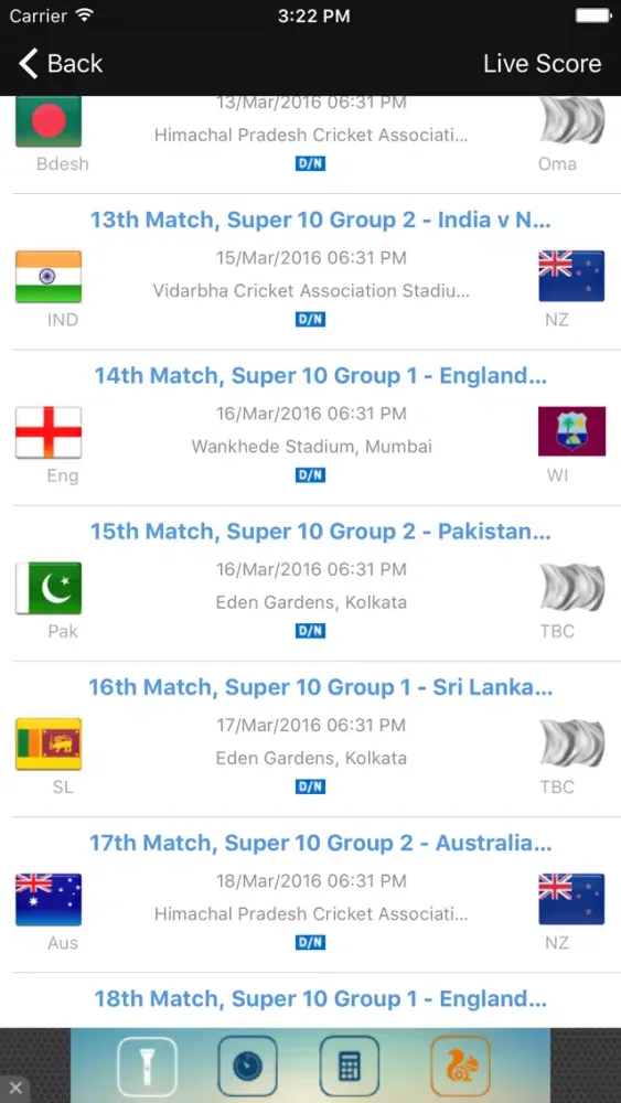 Ảnh chụp màn hình của Live Cricket Scores and Schedule