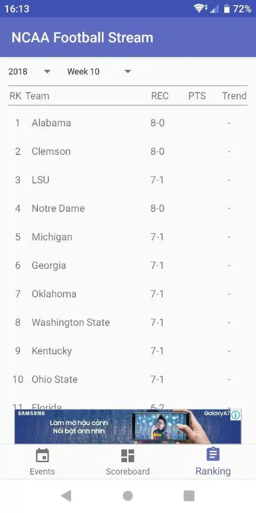 Captures d'écran de NCAA Football Stream