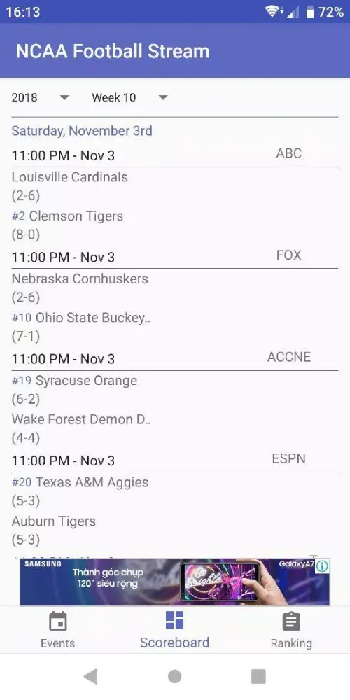 Captures d'écran de NCAA Football Stream