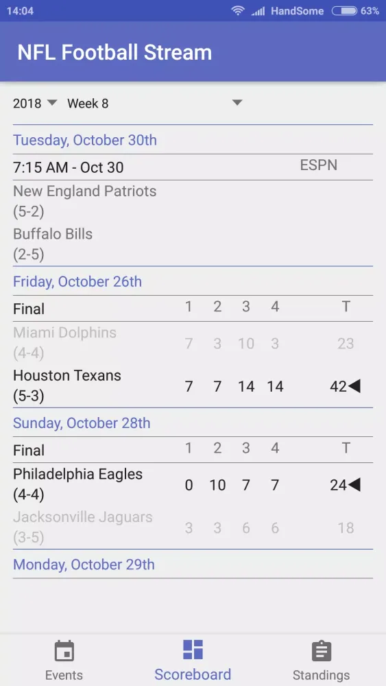 NFL Football Stream Screenshots
