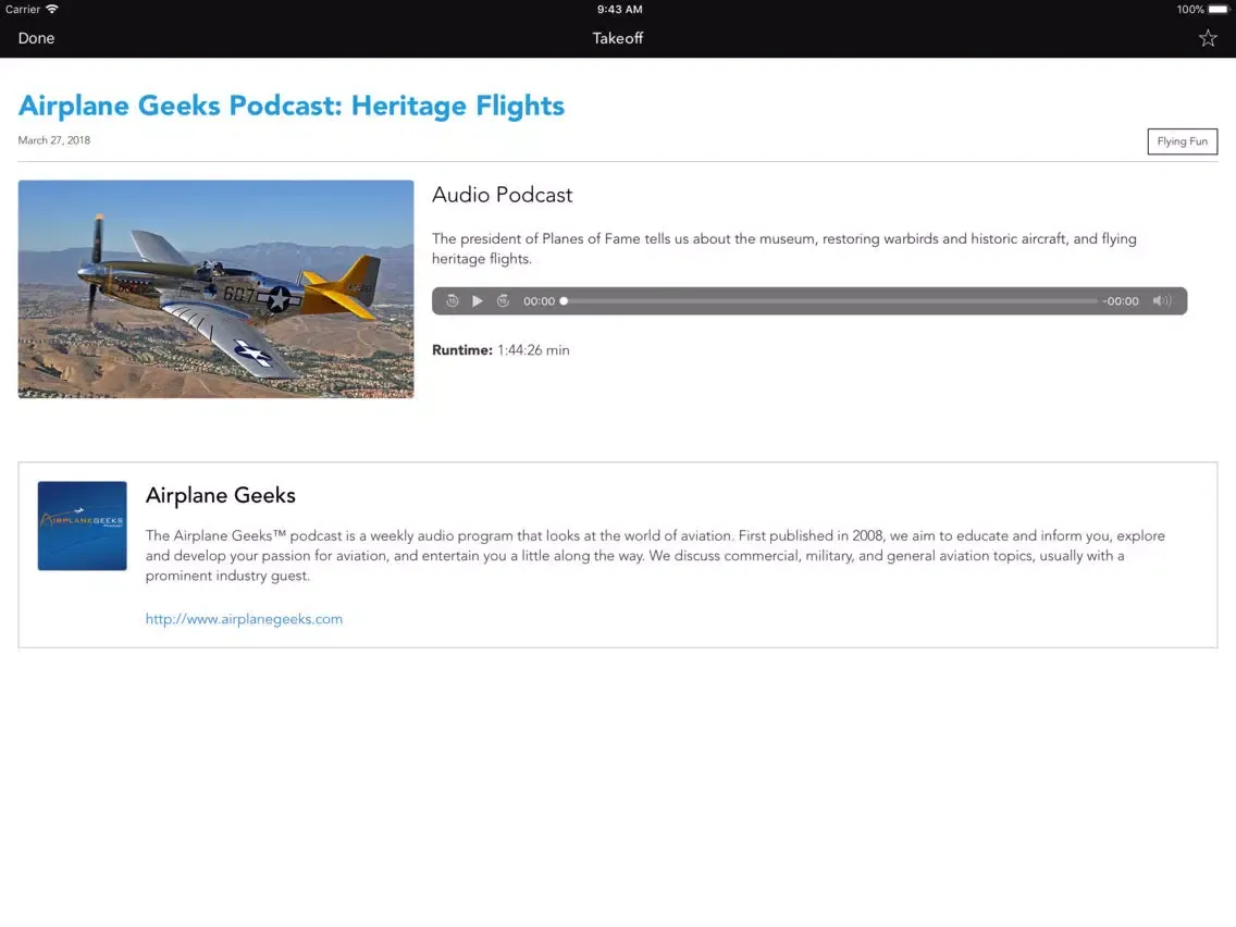 Tangkapan skrin Sporty's Takeoff iPad 