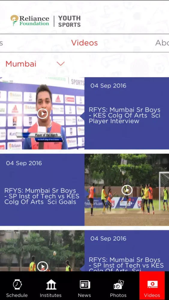 Captures d'écran de RF Youth Sports Official App
