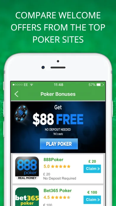 Poker Offers: FREE No Deposit Bonuses for 888poker应用截图