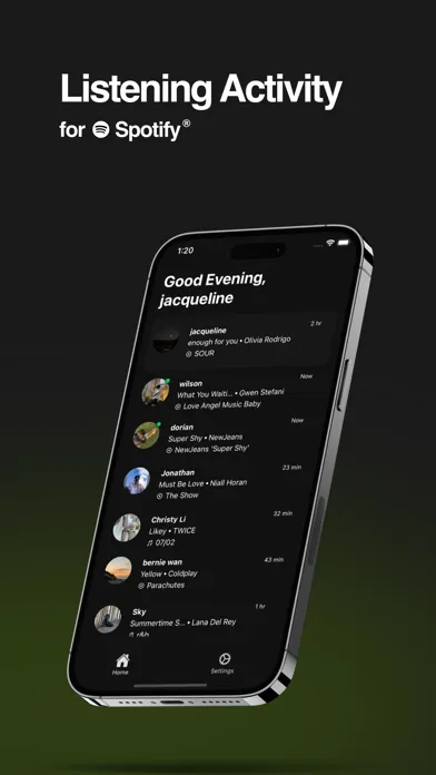 ภาพหน้าจอของ Listening Activity for Spotify