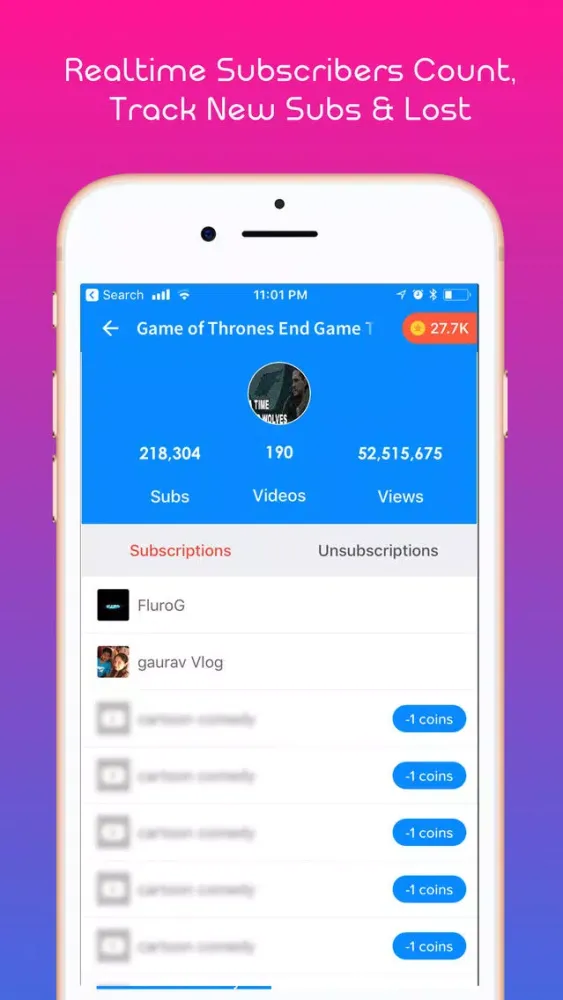 Tangkapan skrin Subscribers tracker for yt sub