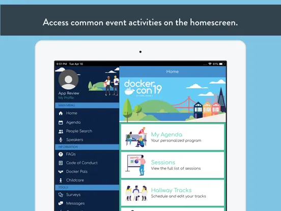 ภาพหน้าจอของ DockerCon iPad 