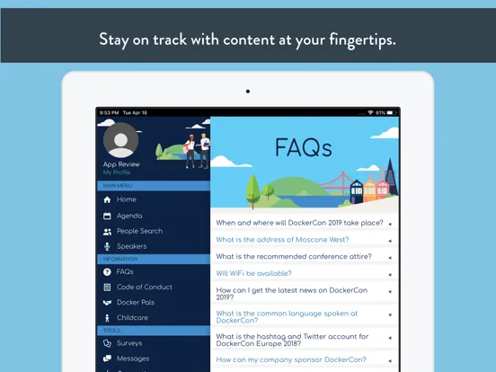 ภาพหน้าจอของ DockerCon iPad 