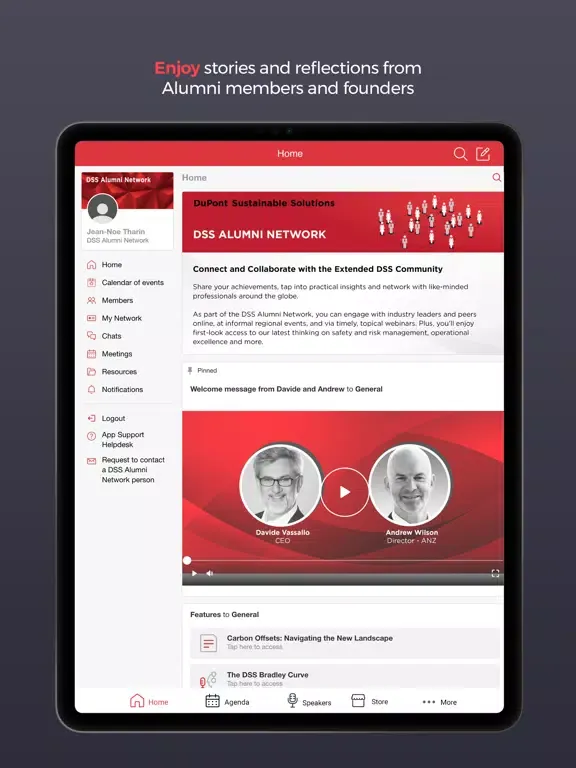 Ảnh chụp màn hình của DSS Alumni Network iPad 