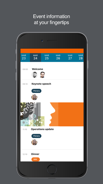 Capturas de tela do Elsevier Events