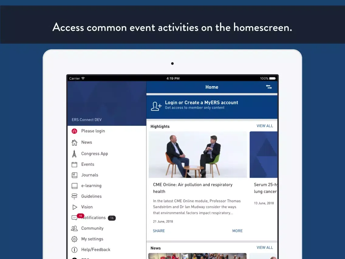ERS Connect iPad 應用截圖