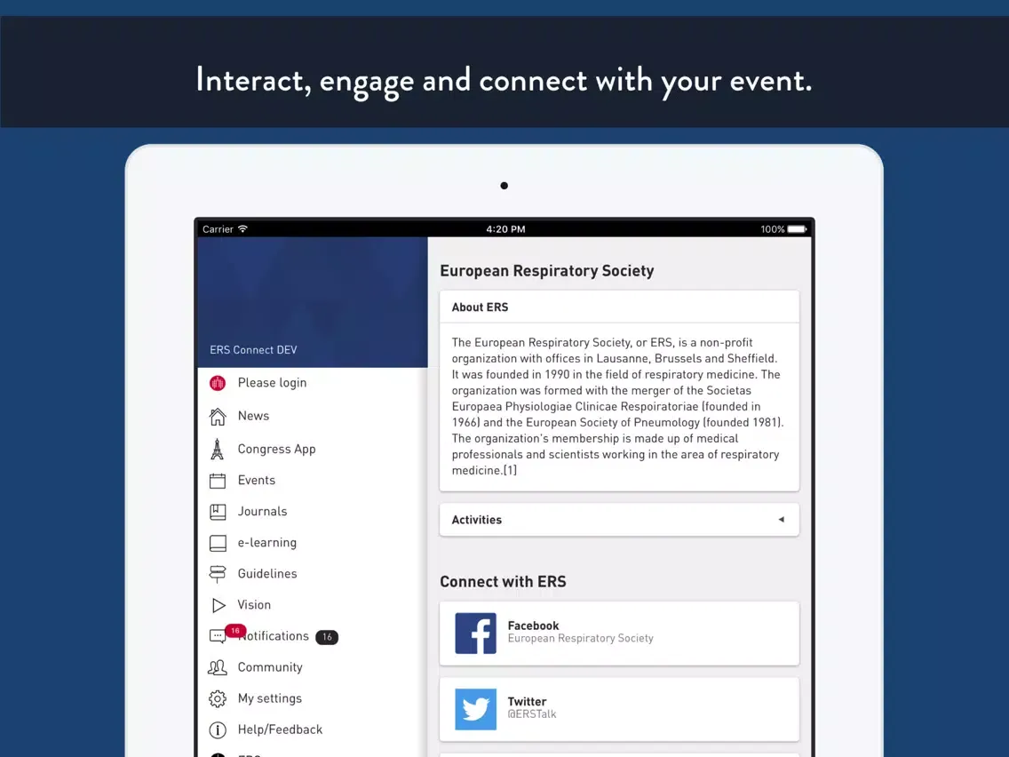 ERS Connect iPad 應用截圖