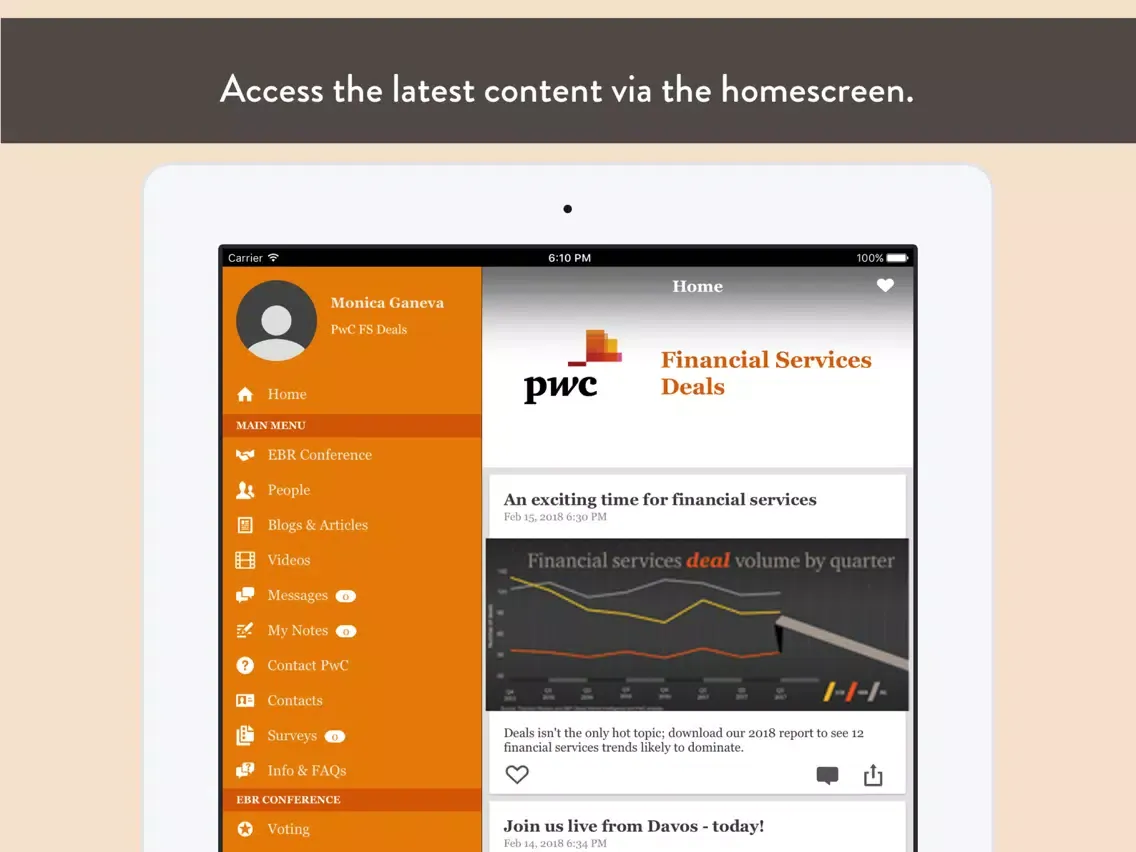 Tangkapan layar PwC Financial Service Deals 2 iPad 