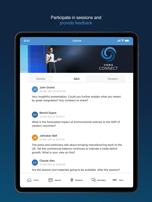 ภาพหน้าจอของ STERIS Connect iPad 