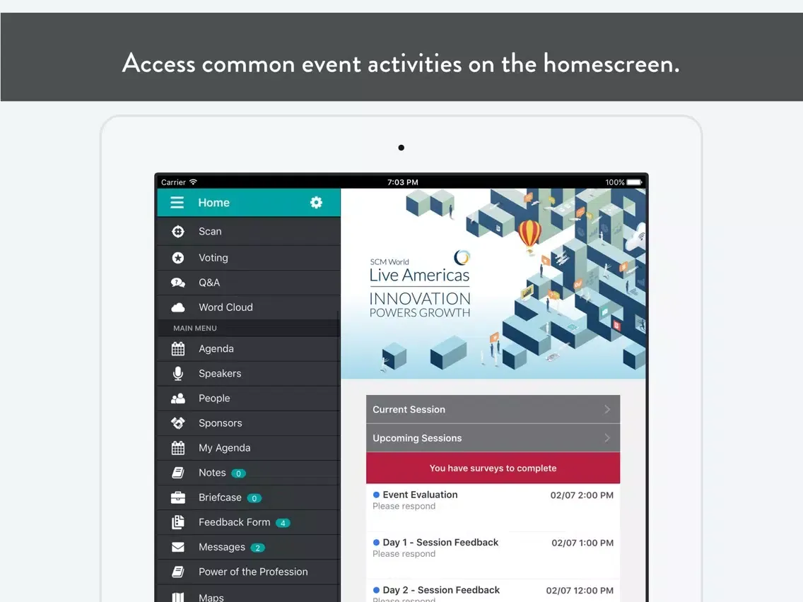 Captures d'écran de SCM World Events App iPad 