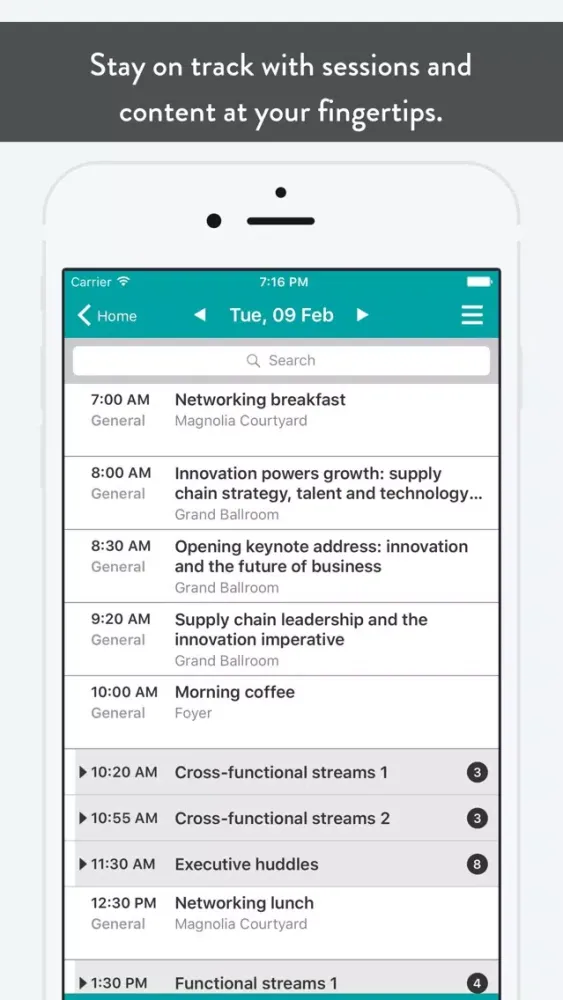 Captures d'écran de SCM World Events App