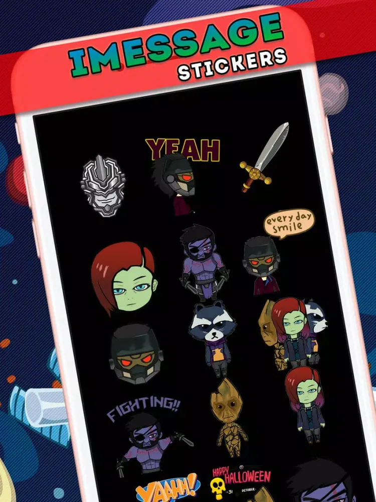 Ảnh chụp màn hình của Guardians Hero Emoji Stickers for iMessage iPad 