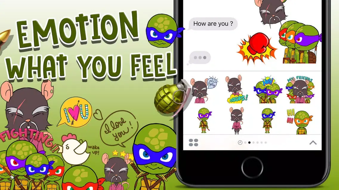 Turtles Cartoon Stickers for iMessage Ekran Görüntüleri