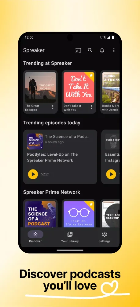 Capturas de tela do Spreaker Podcasts