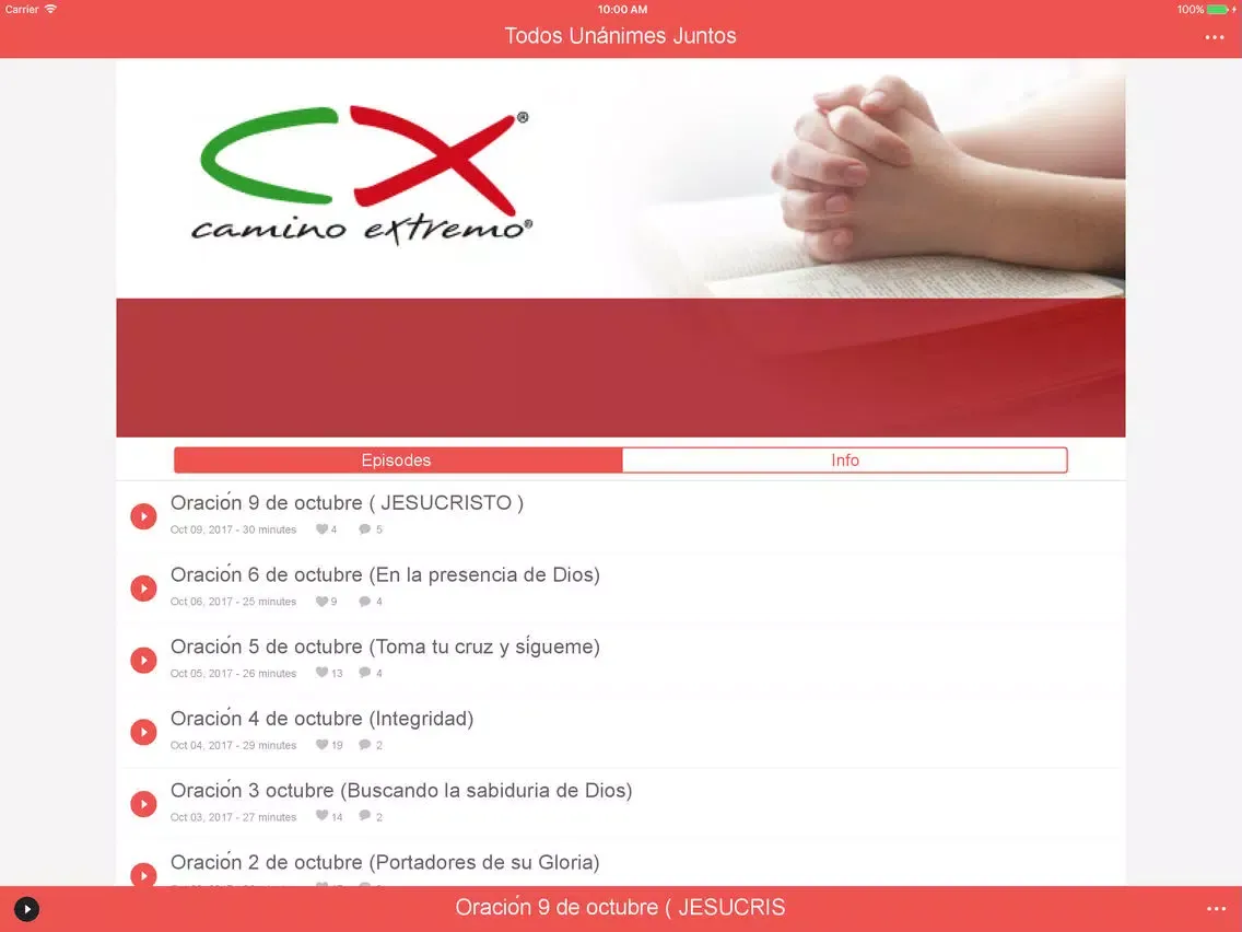 Ảnh chụp màn hình của Oración CX iPad 