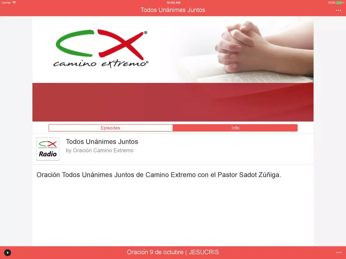 Ảnh chụp màn hình của Oración CX iPad 
