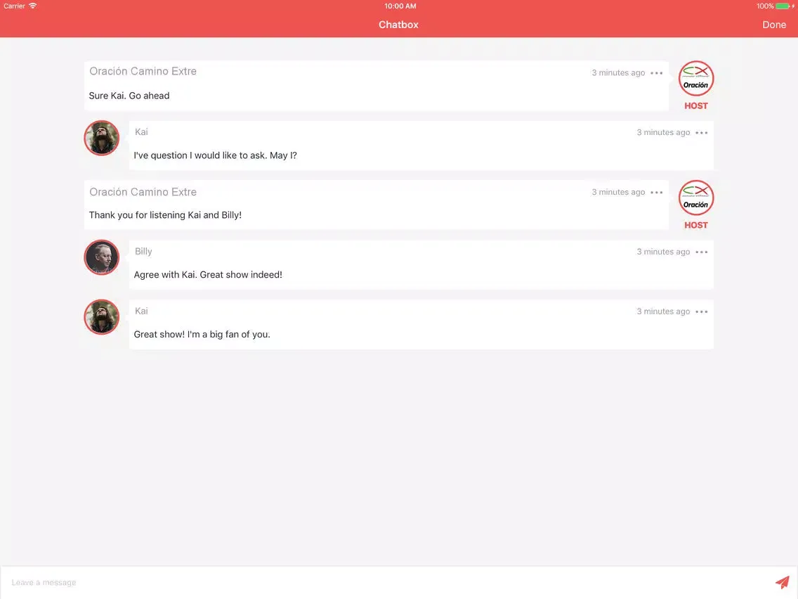 Ảnh chụp màn hình của Oración CX iPad 