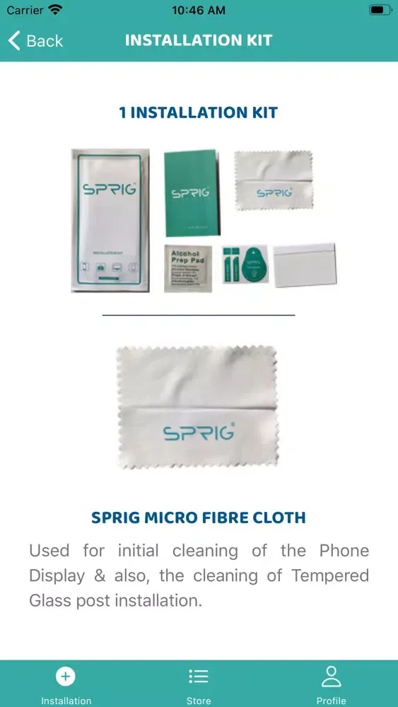 Capturas de tela do Sprig Store