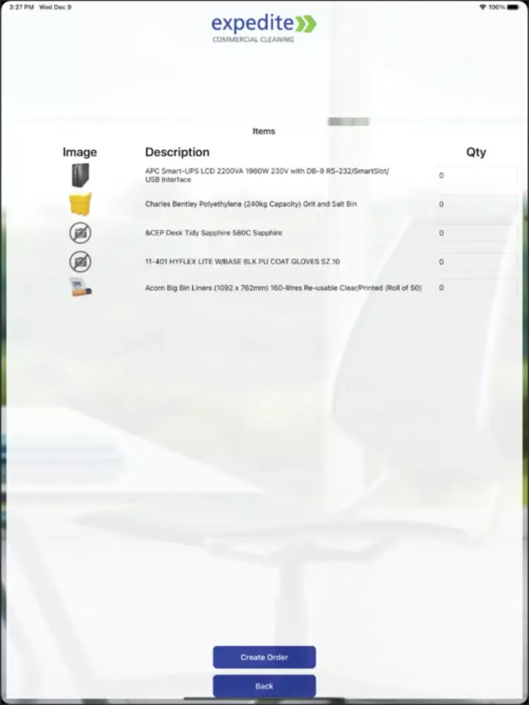 ภาพหน้าจอของ Expedite Cleaning Solutions iPad 