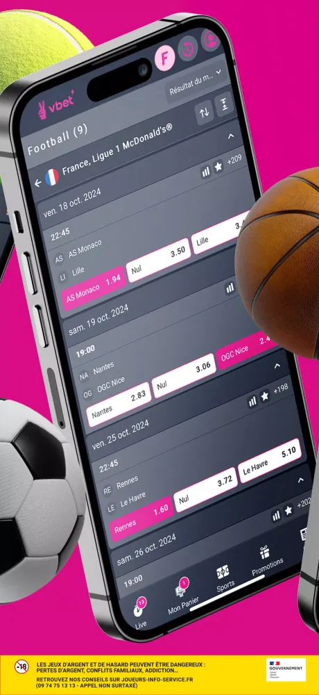 Vbet Paris sportifs Screenshots