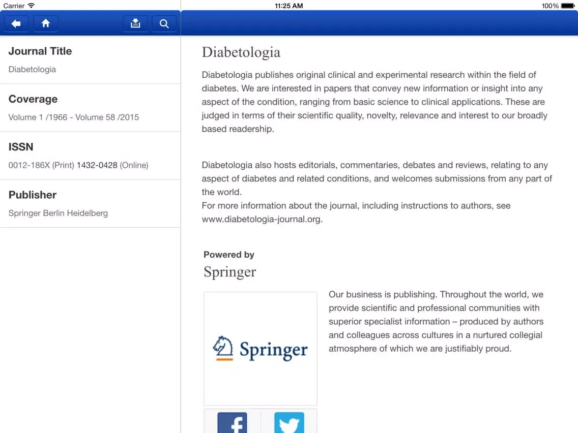 Diabetologia – Official Journal of the EASD iPad  Screenshots